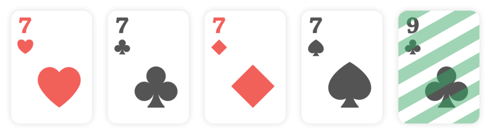 Четыре в своем роде, покерные руки ранжируют